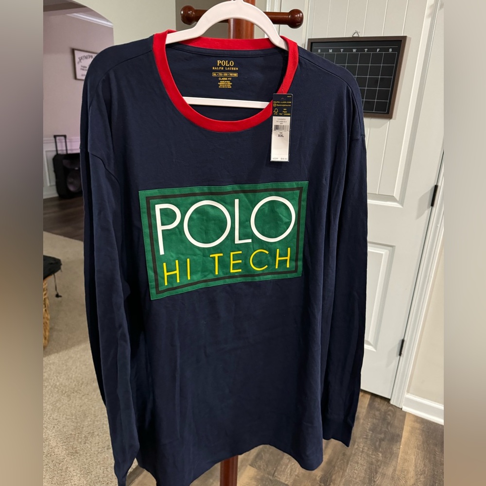 Polo by Ralph Lauren Navy Long Sleeve Shirt with Red and Green Accents